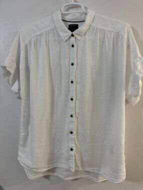 J Crew Baird McNutt Women's 100% Irish Linen Cuff Sleeves Top - Size XL